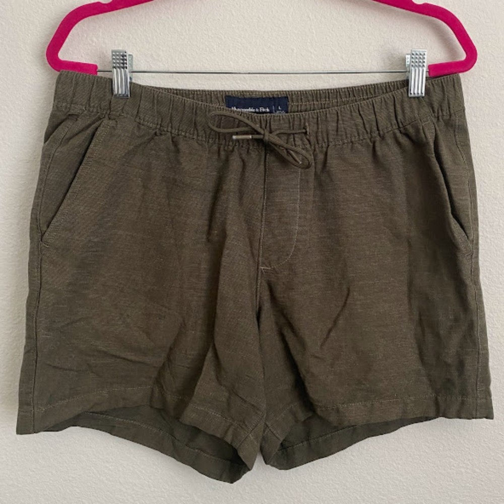 Abercombie & Fitch Men's Cotton Shorts Green Drawstring L